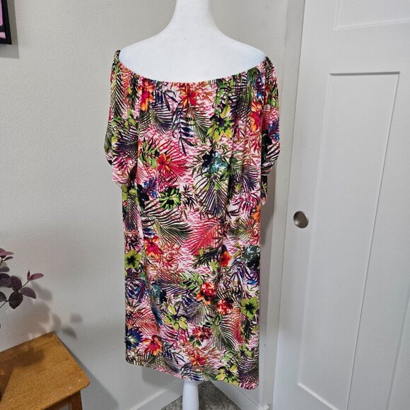 Tacera Multicolor Off Shoulder Knee Length Floral Dress Sz XL - Picture 4 of 8